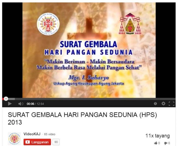 Surat Gembala, Hari Pangan Sedunia, HPS 2013, Makin Beriman, Makin Bersaudara, Makin Berbela Rasa melalui Pangan Sehat, 16 Oktober
