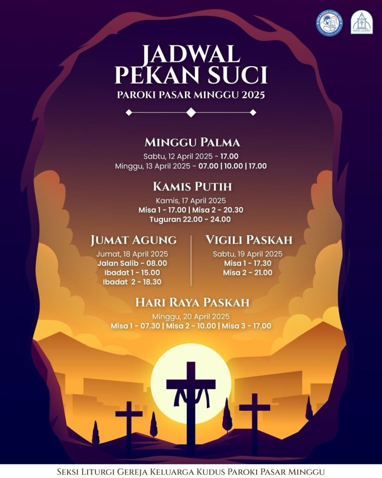 Jadwal Pekan Suci Paskah 2025 Seluruh Paroki-Paroki KAJ: Minggu Palma, Kamis Putih, Jumat Agung, Sabtu Suci dan Minggu Paskah